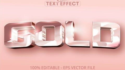 Gold text, shiny rose gold color style editable text effect