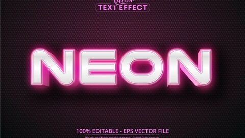 Neon text, pink color style editable text effect