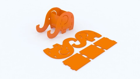 Elephant Shape Mobile Holder and Container Puzzle
