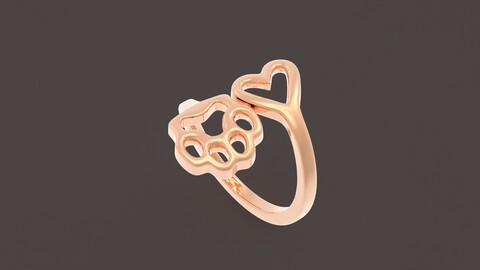 Heart and paw ring 3D print model