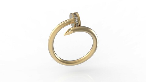 Hobnail ring with gems 3D print model