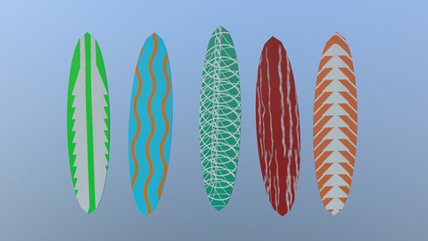 Low Poly Surfboards 3D Model