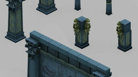 Tomb building accessories - stone columns 01