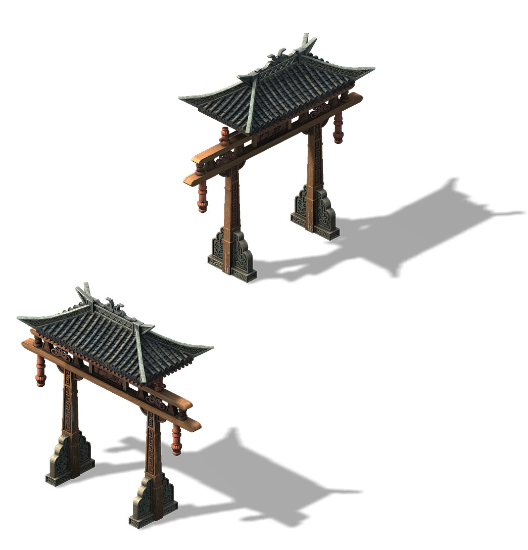 Artstation Tang Dynasty City Archway 02 Game Assets