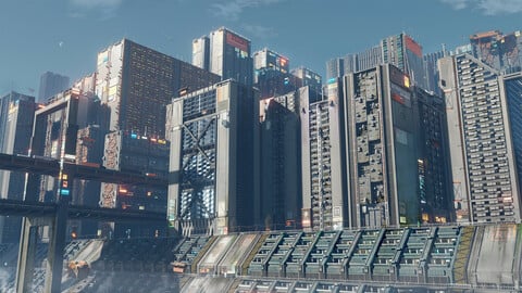 Sci-fi cityscape kitbash - residential