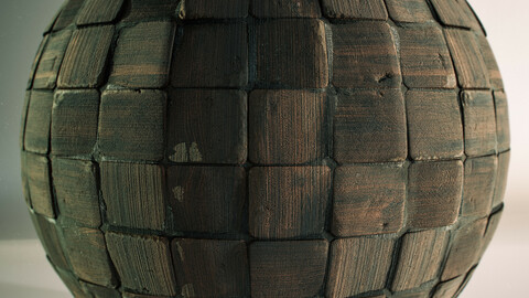 PBR - WOODEN FLOOR / OLD / CUBE DESING / MEDIEVAL - 4K MATERIAL