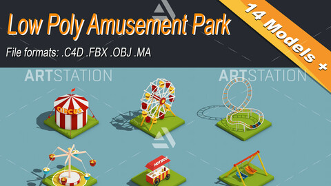 Low Poly Amusement Park Isometric Icon