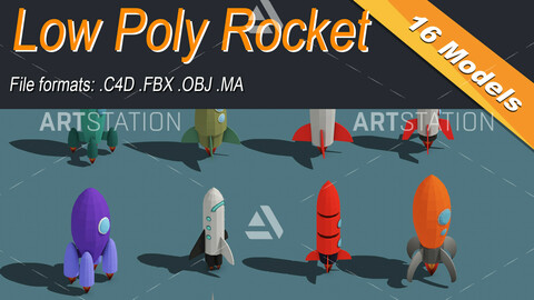 Low Poly Rocket Isometric Icon