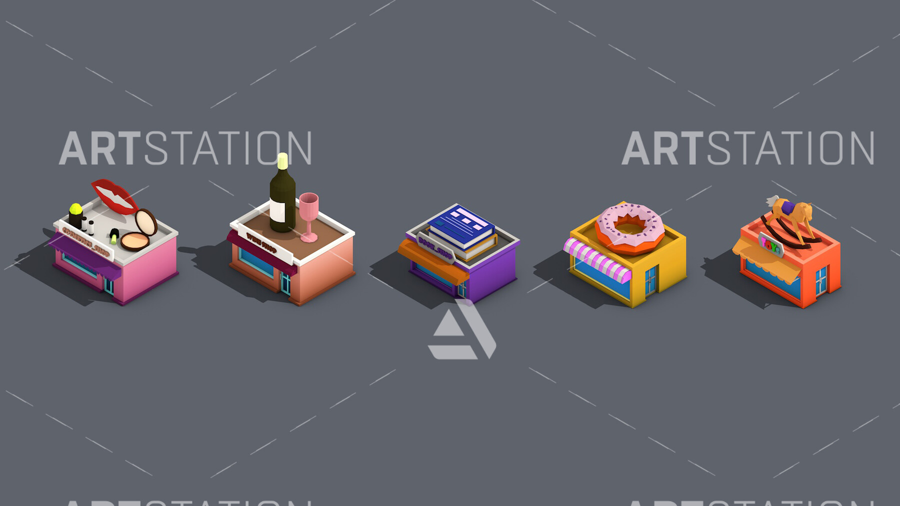 ArtStation - Low poly Stores Shops Isometric Icon | Game Assets