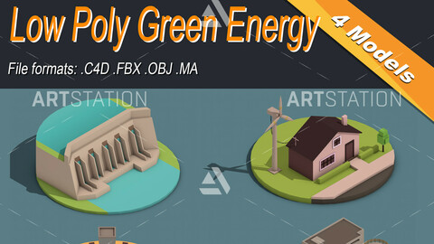 Low Poly Green Energy Isometric Icon