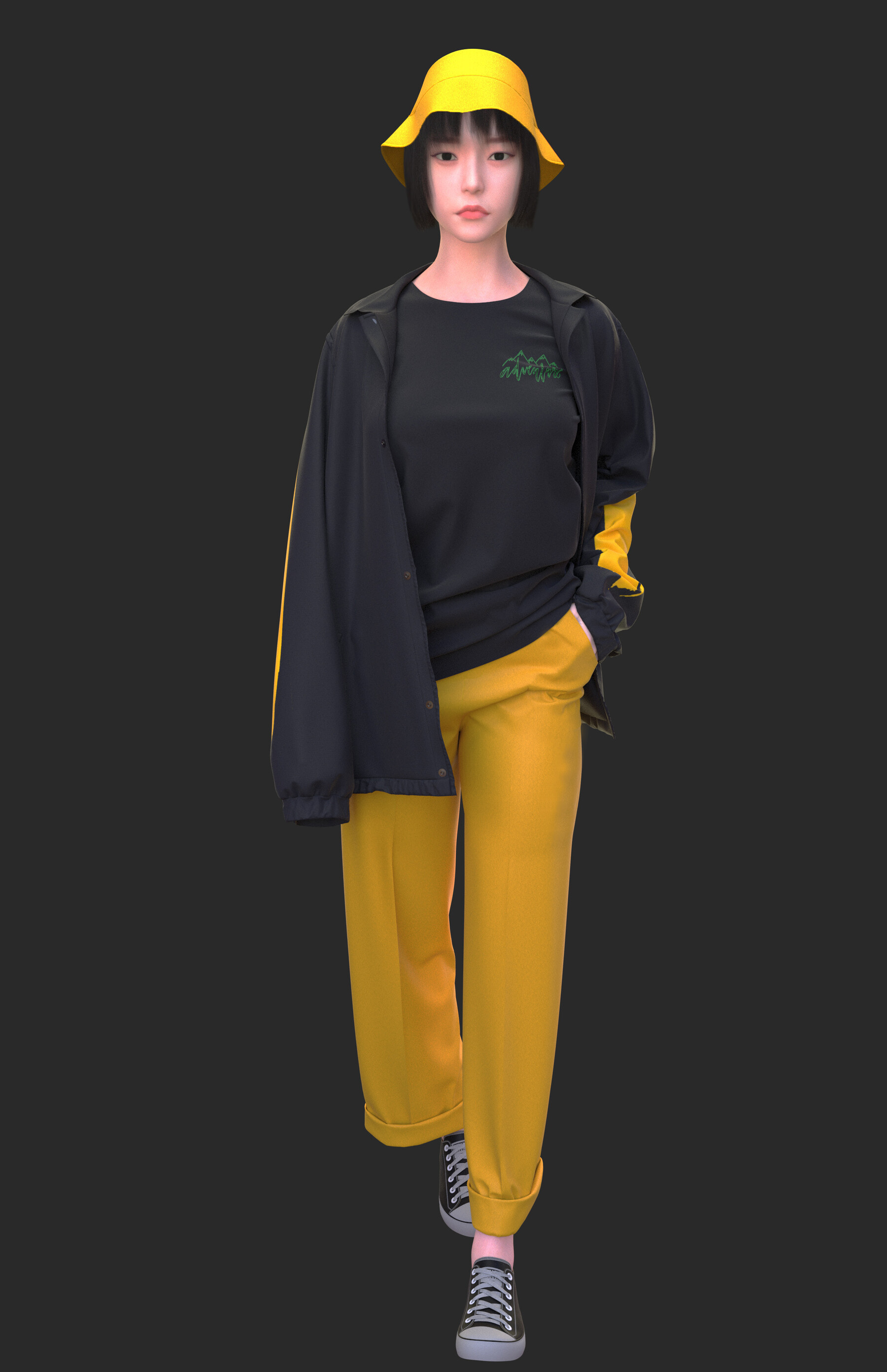 ArtStation Clo3d/Marvelous designer Female outfit (Pants, Tshirt