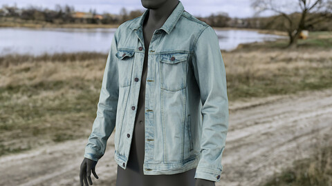 Realistic 3D model of Men's Jean Jacket 1