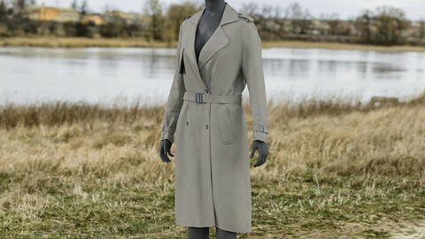 Realistic 3D model of Women's Coat 1