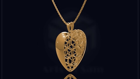 Heart Plane Gold Pandent, 3D cad for print, Pictures and Videos