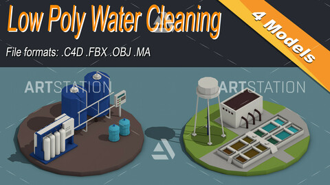 Low Poly Water Cleaning Isometric Icon