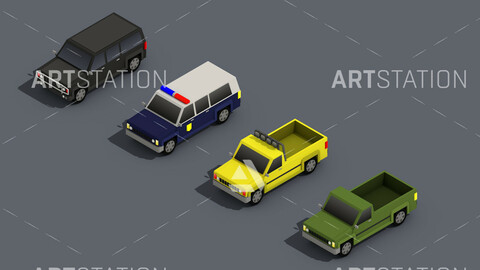 Low Poly Truck Pack 02 Isometric Icon