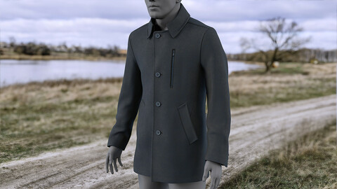 Realistic 3D model of Men's Coat 3