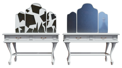 Fancy Dressing Table Broken and Normal versions Low-poly 3D model