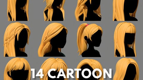 Character - 14 Girl Hairs Cartoon Collection