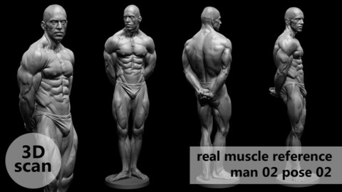 3D scan real muscleanatomy Man02 pose 02