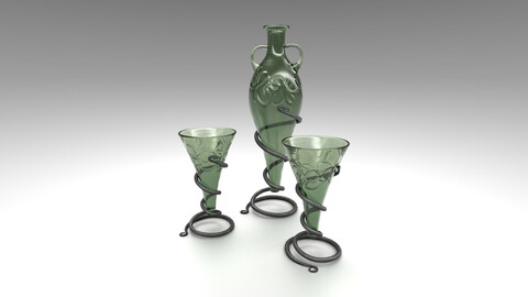 Viking Cone Glass and Glass Pitcher