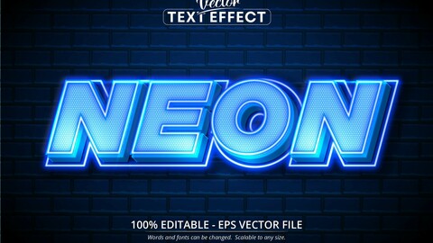 Neon text, neon style editable text effect