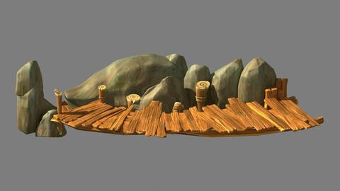 Broken - Wooden Bridge - Stone 03