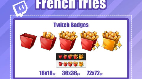 5X FRENCH FRIES TWITCH Sub Badges