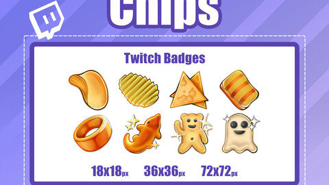 8x CHIPS TWITCH Sub Badges