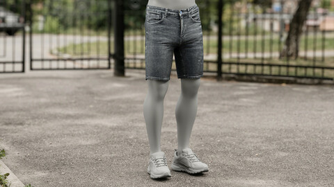 Realistic 3D model of Men's Jean Shorts 3