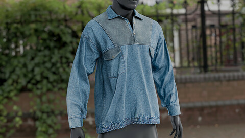 Realistic 3D model of Men's Jean Pullover