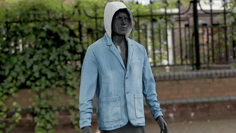 Realistic 3D model of Men's Jean Jacket 2