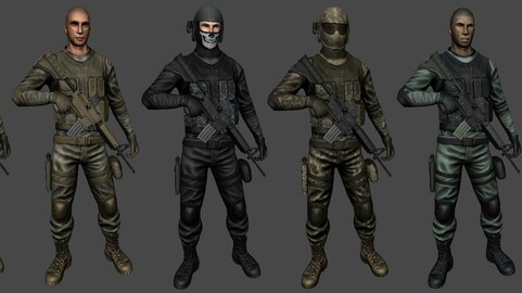 Customizable Low poly Soldier