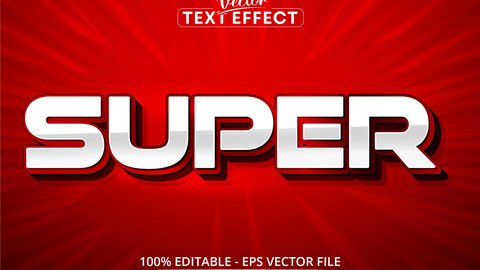 Super text, red color style editable text effect