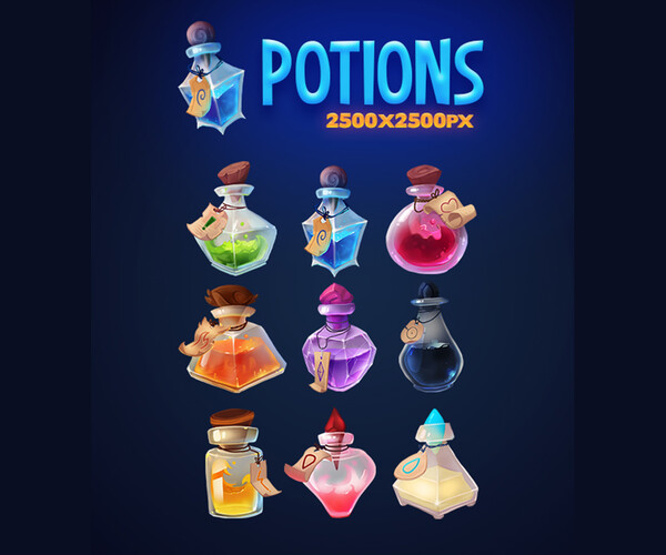 Artstation - Fantasy Potion Game Items 