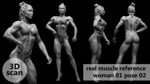3D scan real muscleanatomy Woman01 pose 02