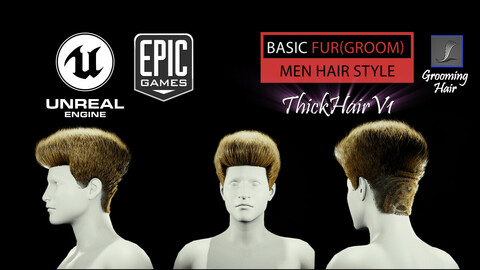 Thick Hair V1 Hairstyle (Groom) For UE4