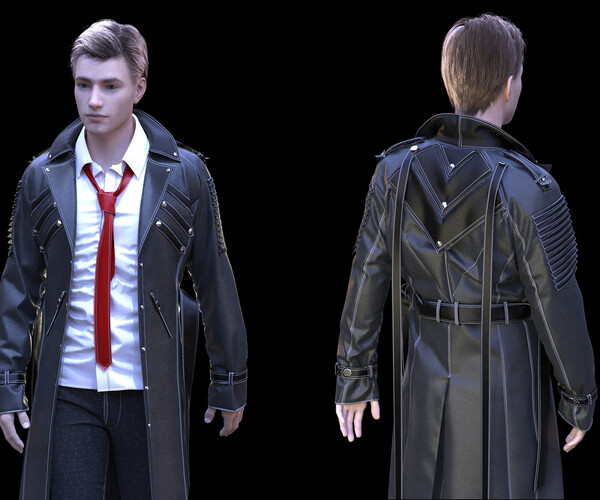 ArtStation - Mens clothing with coat. Avatar genesis 8 Male. Marvelous ...