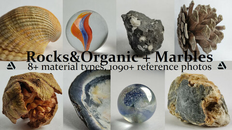 Rocks&Organic + Marbles. 8+ Material Types, 1090+ Reference Photo Pictures