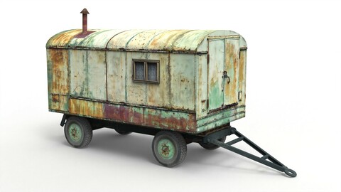 Old lumberjack trailer and house on wheels