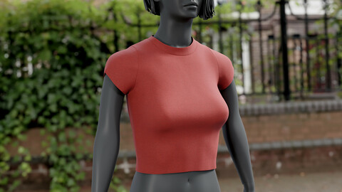 Realistic 3D model of Women's TShirt Red 2