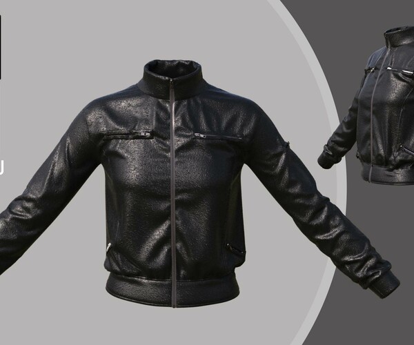 ArtStation - Female Leather Jacket. Marvelous Designer/Clo3d project ...