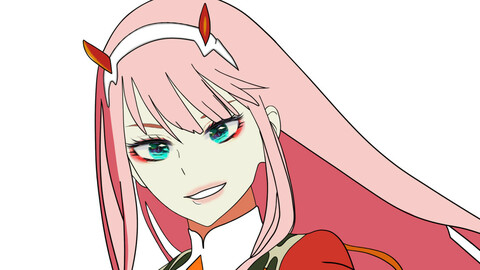 Zero two in Webtoon x Anime style