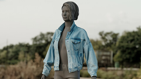 Realistic 3D model of Women's Jean Jacket 1