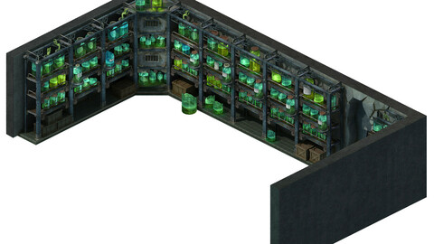 Church Hospital - chemical wooden racks 02