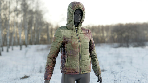 Realistic 3D model of Women's Down Jacket Bloody