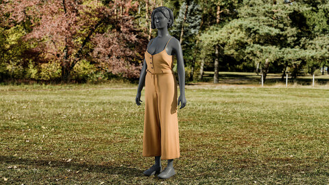 Realistic 3D model of Women's Overalls 2
