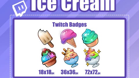 6x ICE CREAM TWITCH Sub Badges