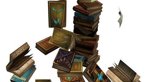 Library - Heap of messy books with ghosts