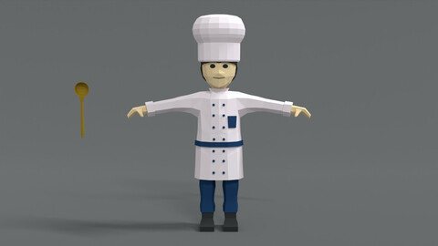 Low Poly Cartoon Chef